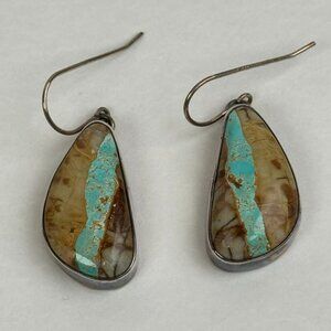 Royston Ribbon Turquoise Sterling Silver Teardrop Earings